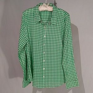 Crown & Ivy Cotton Spring Green Checkered Shirt